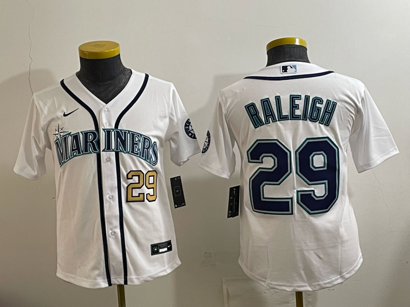 youth 2026 Seattle Mariners #29 Raleigh white Nike MLB Jersey 004